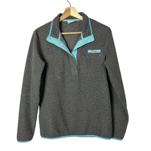 Columbia PFG Gray & Blue Half Snap Button Fleece Sweatshirt M